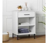 vidaXL Armoire console avec pieds en métal Blanc Bois pin massif OSLO