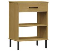 Armoire console en bois massif de pin avec pieds en métal, 1 tiroir et 2 | Style industriel, surface d'affichage, guide de montage inclus, fixation murale, organisateur de chambre ou de salon