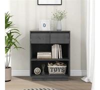 Vidaxl Armoire Console Gris 60x34x75 Cm Bois De Pin Solide Marron