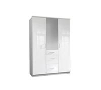 Armoire COOPER 3 portes 3 tiroirs largeur 135 laquée blanc