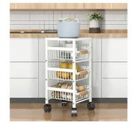 Armoire coulissante à 3 niveaux pour comptoir à épices et tiroir de rangement sous évier pour cuisine, salle de bain, bureau et salon, panier à fruits et collations noir