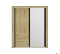 Armoire coulissante effet bois chêne doré avec miroir