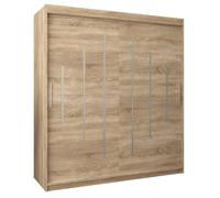 Armoire Coulissante YORK avec Tringles 180x62x200cm - Placard Moderne, Penderie, Corps Sonoma Façade Sonoma - ABIKSMEBLE