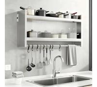 Armoire Cuisine Rangement avec Portes Coulissantes Acier Inoxydable sans Perçage Armoire Murale Salle de Bain Grande Capacité de Rangement Grande Capacité de Charge(90 * 32 * 46cm)