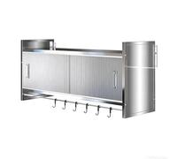 Armoire Cuisine Rangement Murale avec Portes Coulissantes Armoire de Rangement Salle de Bain Acier Inoxydable Grande Capacité pour Cuisine Couloir Salon Garage Atelier(100x25x46cm)
