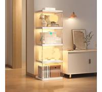 Armoire Curio pour objets de collection - Vitrine en verre avec portes en acrylique, étagères de rangement, design d'angle pour la maison ou le bureau, 40 x 32 x 94 cm