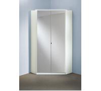 Armoire d‘angle, meuble de rangement avec miroir coloris blanc cassé, blanc - Longueur 95 x Hauteur 198 x Profondeur 95 cm