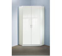 Armoire d‘angle, meuble de rangement coloris blanc cassé, blanc - Longueur 95 x Hauteur 198 x Profondeur 95 cm