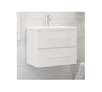 vidaXL Armoire d'évier avec lavabo intégré – Meuble salle de bain blanc, bois d'ingénierie