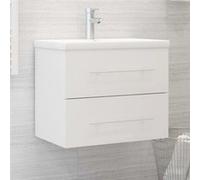 vidaXL Armoire d'évier avec lavabo intégré – Meuble salle de bain blanc, bois d'ingénierie