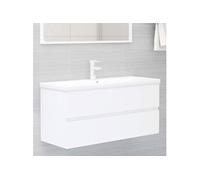 Armoire d évier avec lavabo intégré blanc bois d ingénierie