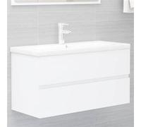 Armoire d évier Blanc 90x38,5x45 cm Bois d ingénierie Blanc G