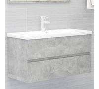 vidaXL Armoire d'évier avec lavabo intégré Salle de bain Gris béton Bois d'ingénierie