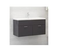 Vidaxl Armoire D'évier Gris Brillant 90x38,5x46 Cm Aggloméré
