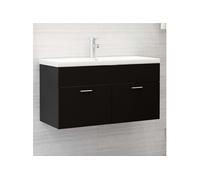 vidaXL Armoire d'évier Noir 90x38,5x46 cm Aggloméré