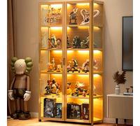 Armoire d'affichage à 5 niveaux avec portes en verre acrylique, étui d'affichage d'objets de collection Organisateurs Rack & étagère d'affichage, bibliothèque pour (Double porte ouverte marron)