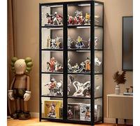 Armoire d'affichage à 5 niveaux avec portes en verre acrylique, étui d'affichage d'objets de collection Organisateurs Rack & étagère d'affichage, bibliothèque pour (Double porte ouverte noire)