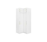 Armoire d'angle 2 portes - L115 cm - Blanc + Réhausse - LIZANDRO