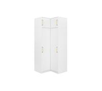 Armoire d'angle 2 portes - L115 cm - Blanc + Réhausse - LIZANDRO