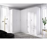 Armoire d'angle 6 portes et 3 tiroirs - L213 cm - Blanc - LISTOWEL Blanc