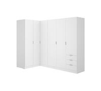 Armoire d'angle 6 portes et 3 tiroirs - L213 cm - Blanc - LISTOWEL