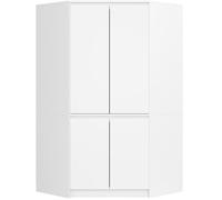 Armoire d'angle AKORD S100 Blanche 100 cm 4 portes façade Blanche 6 étagères 100x50x180 cm