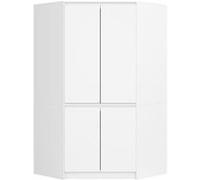 Armoire d'angle AKORD S100 Blanche 100 cm 4 portes façade Blanche 6 étagères 100x50x180 cm Blanc
