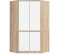 Armoire d'angle AKORD S100 Chêne Sonoma 100 cm 4 portes façade Blanche 6 étagères 100x50x180 cm Chêne Sonoma, Blanc