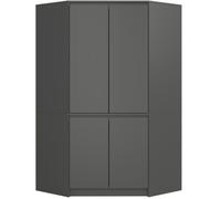 AKORD Armoire d'angle S100 - 100 cm - 4 portes - Intérieur spacieux - Rangement compact - 100 x 180 x 50 cm - 101,20 kg - Gris graphite