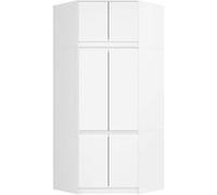 Armoire d'angle avec surmeuble AKORD S100 Blanche 100 cm 6 portes façade Blanche 100x50x235 cm