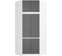 Armoire d'angle avec surmeuble AKORD S100 Blanche 100 cm 6 portes façade Gris Graphite 100x50x235 cm Blanc, Gris graphite