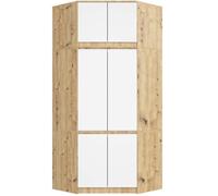 Armoire d'angle avec surmeuble AKORD S100 Chêne Artisan 100 cm 6 portes façade Blanche 100x50x235 cm
