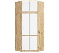 Armoire d'angle avec surmeuble AKORD S100 Chêne Artisan 100 cm 6 portes façade Blanche 100x50x235 cm Chêne Artisan, Blanc