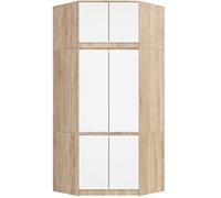 Armoire d'angle avec surmeuble AKORD S100 Chêne Sonoma 100 cm 6 portes façade Blanche 100x50x235 cm