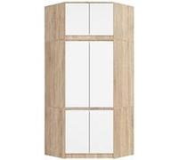 Armoire d'angle avec surmeuble AKORD S100 Chêne Sonoma 100 cm 6 portes façade Blanche 100x50x235 cm Chêne Sonoma, Blanc
