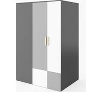 Armoire d'angle droite POK 130x93 cm graphite/hêtre ibsen/gris clair
