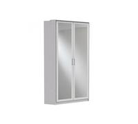 Armoire d'angle LAVAL miroir décor béton et blanc 2 portes