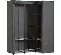 Armoire d'angle métal et tissu, gris foncé - Dim : L.131 x P.87.5 x H.169 cm