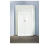 Armoire d'angle, meuble de rangement coloris blanc cassé, blanc - Longueur 95 x Hauteur 198 x Profondeur 95 cm - -