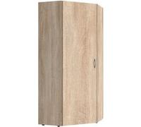 Armoire d'angle, meuble de rangement coloris imitation chêne - longueur 80 x hauteur 185 x profondeur 80 cm