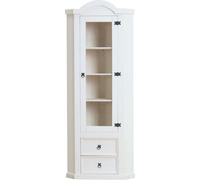 Armoire d'angle New Mexico pin massif blanc Mexique Salon Vitrine Armoire