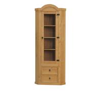 Armoire d'angle New Mexico pin massif naturel Mexique Salon Vitrine Armoire