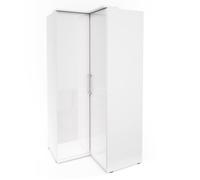 Armoire d'angle pour dressing MODULO - Blanc brillant - LED incluses