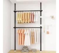 Armoire d'angle réglable avec 2 crochets larges, système de rangement modulaire pour vêtements, hauteur 110-310 cm, largeur réglable, couleur noire, parfaite pour placard