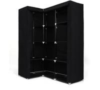 Armoire d'angle vêtements penderie dressing toile noir 169 cm 12_0000181