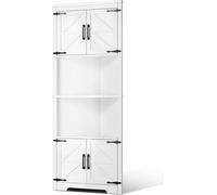 VEVOR Armoire de rangement d'angle haute, 171 cm, meuble d'angle à 6 niveaux avec 4 portes en bois et étagères réglables, meuble cuisine d'angle autonome pour salon, cuisine, buanderie, chambre, blanc