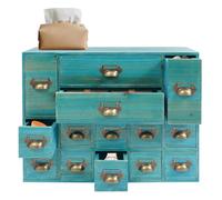 Armoire d'apothicaire, organiseur en bois à 14 tiroirs, coffre de rangement de table et catalogue de cartes de bibliothèque pour herbes et fournitures d'artisanat