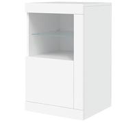 Armoire d'appoint avec lampes - Bois blanc et verre - Ensemble de meubles de salon moderne - Solution de rangement avec éclairage élégant