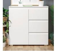 Meuble de rangement 1 porte 3 tiroirs blanc - Blanc Blanc
