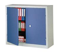 Armoire d'atelier monobloc H 100 x L 100 x P 53 cm corps gris - portes bleues